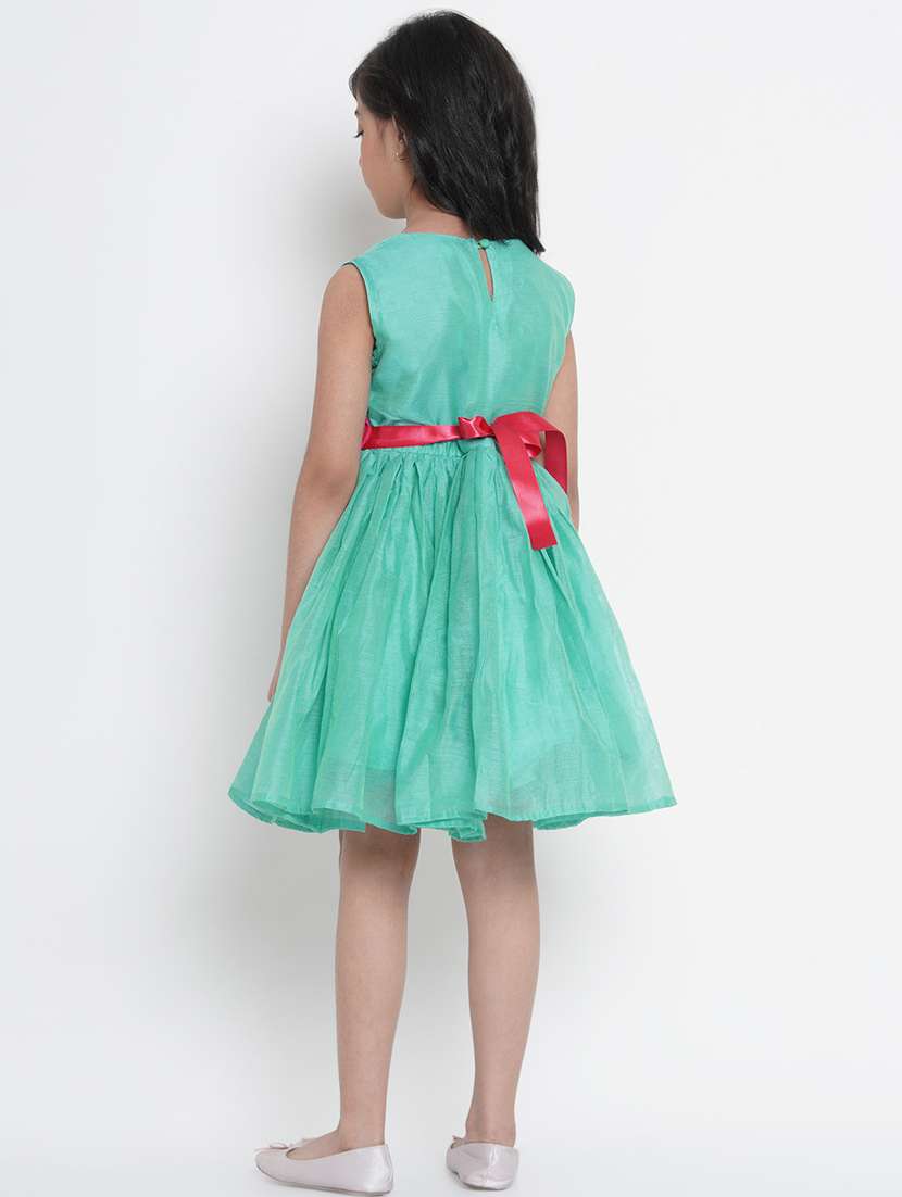 green cotton blend frock - 17120454 - Standard Image - 2