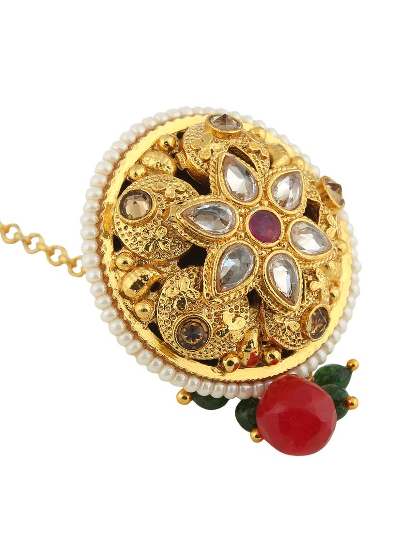 gold metal maang teekas & passa - 17124494 -  Standard Image - 2