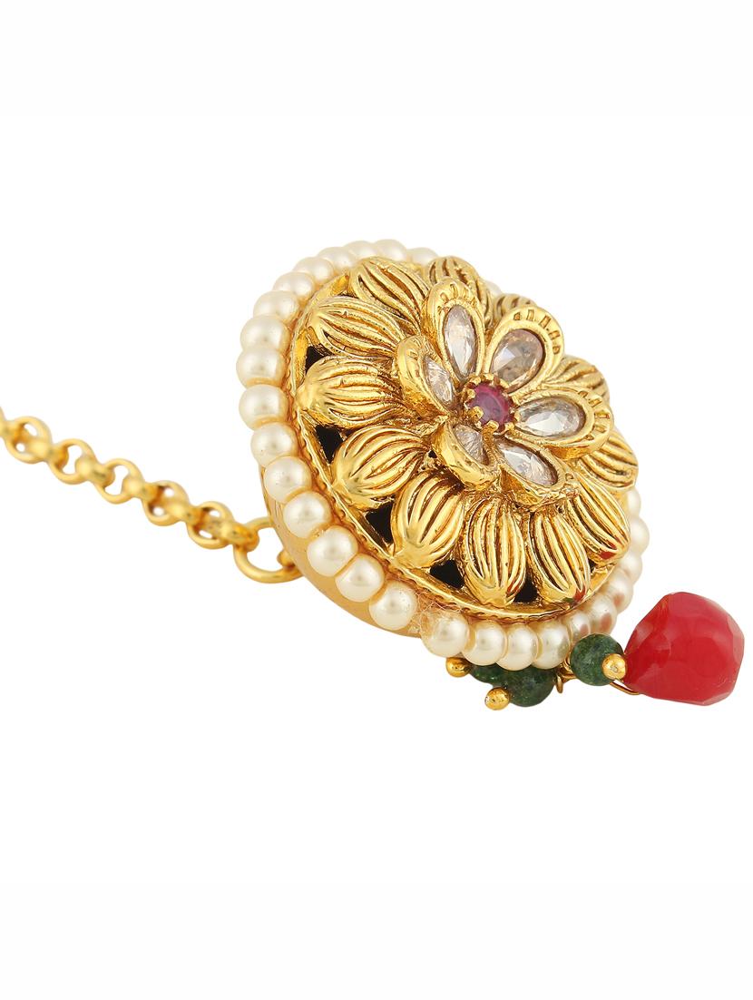 gold metal maang teekas & passa - 17124497 - Standard Image - 2