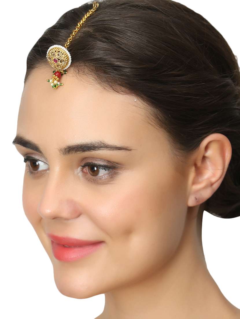 gold metal maang teekas & passa - 17124500 -  Standard Image - 2