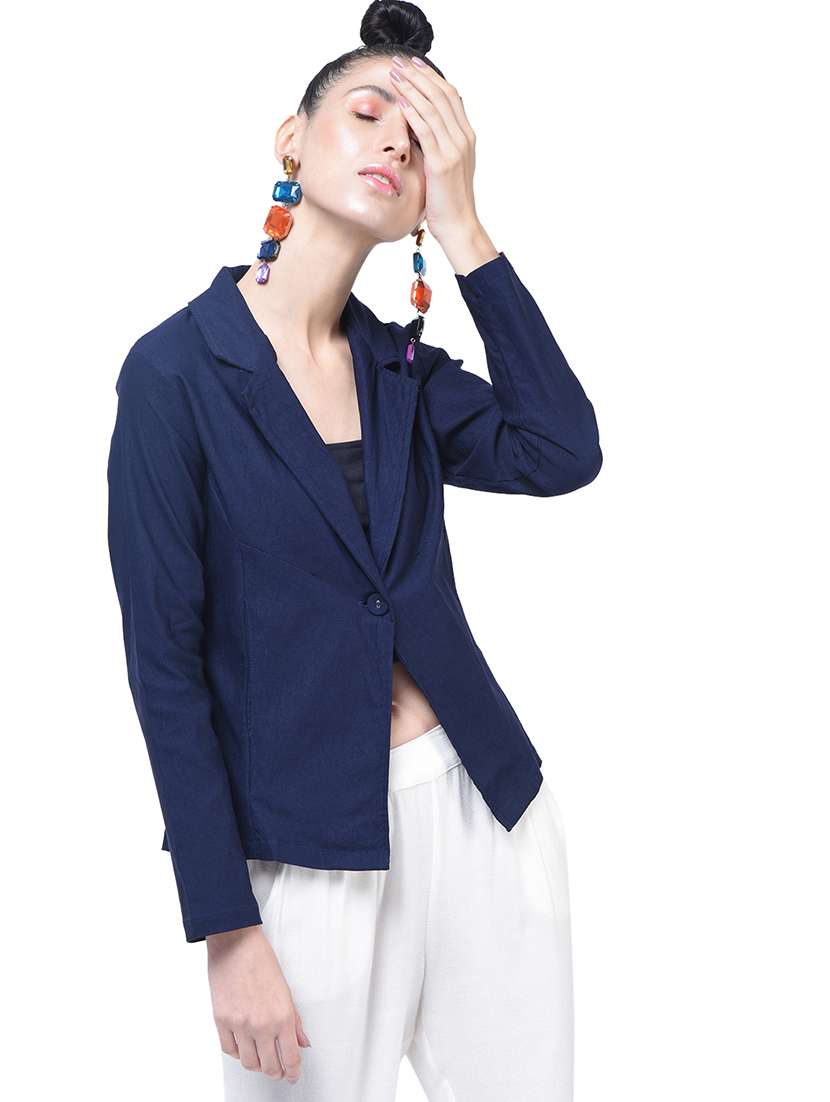 lapel neck single button blazer 