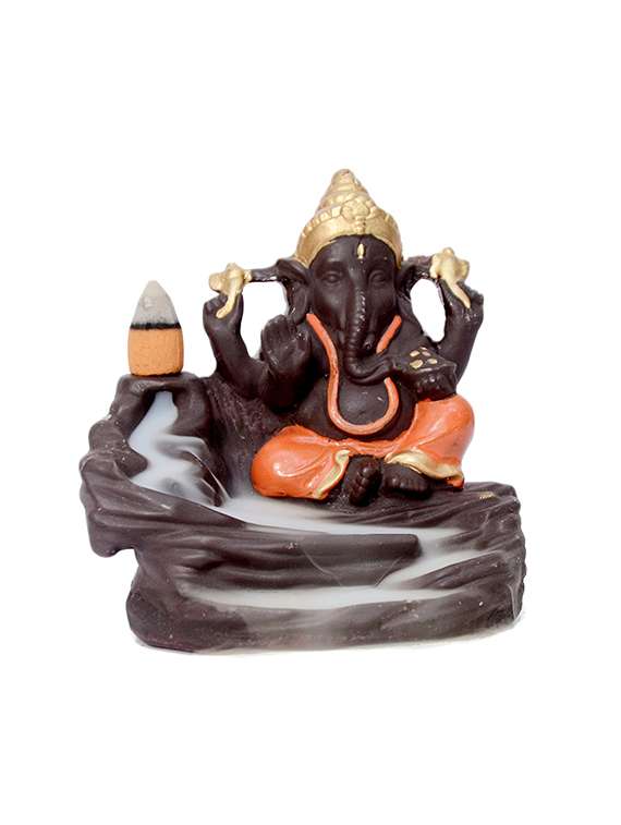  meditating monk ganesha smoke backflow cone incense decorative showpiece with 10 smoke backflow cone incenses  