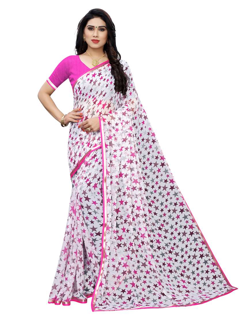 lace detail printed saree  with blouse