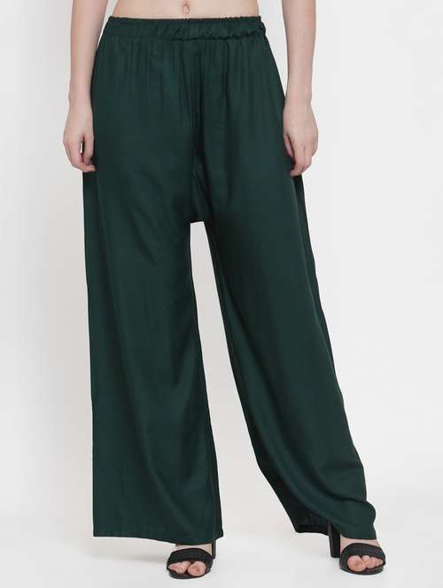 mid rise solid flared palazzo - 17129648 - Standard Image - 0