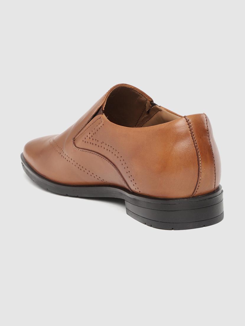 tan solid slip on formal shoes - 17129943 - Standard Image - 2