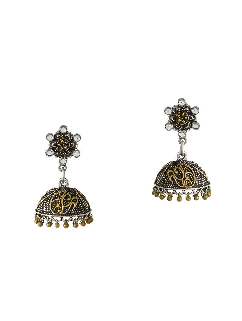 gold silver tone silver plated jhumka earring