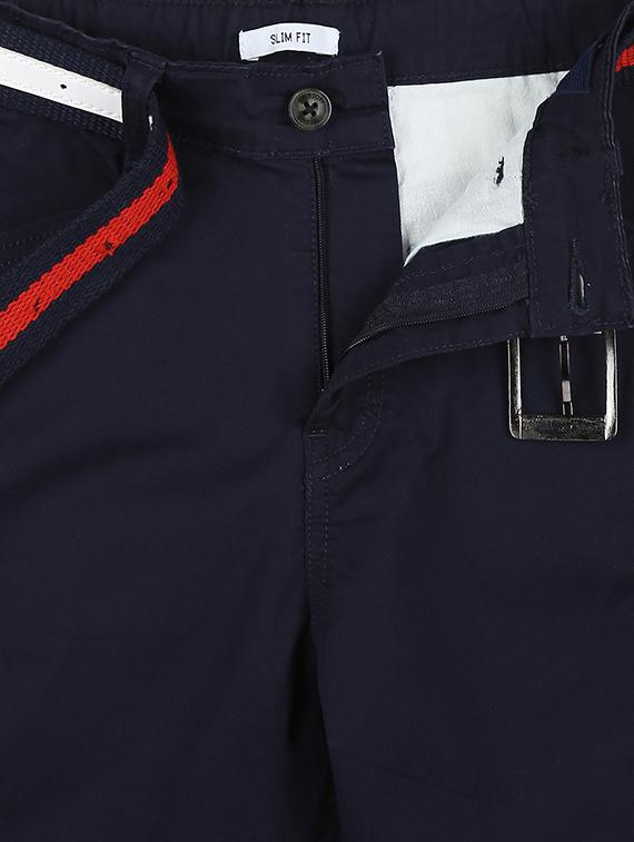 dark blue cotton blend casual trouser - 17130602 - Standard Image - 2