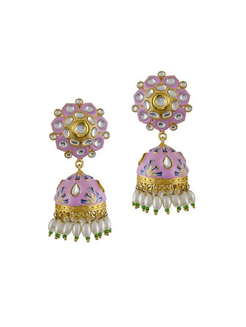 purple brass jhumka earring - 17133419 - Standard Image - 0
