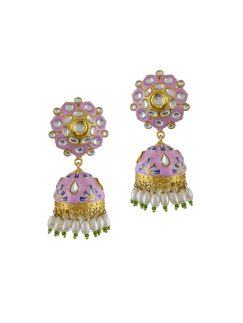 purple brass jhumka earring - 17133419 - Zoom Image - 0