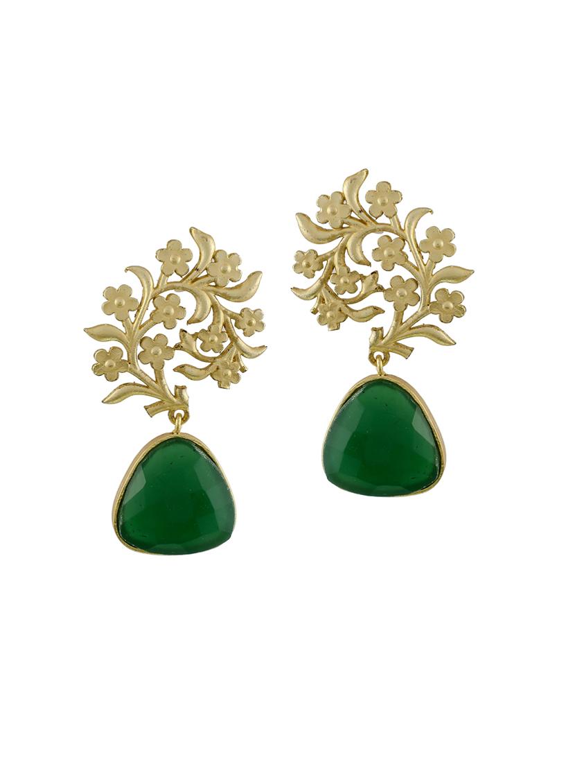 green brass drop earring - 17133427 - Zoom Image - 0