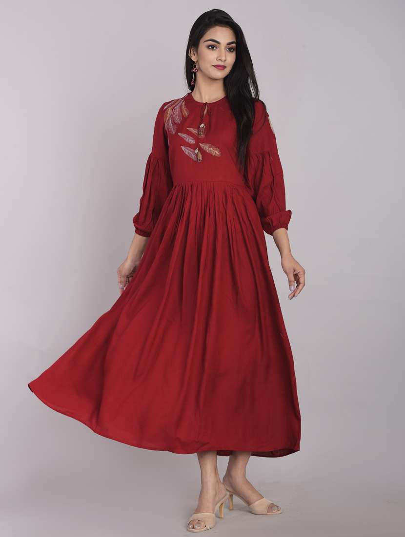 embroidered flared ethnic dress