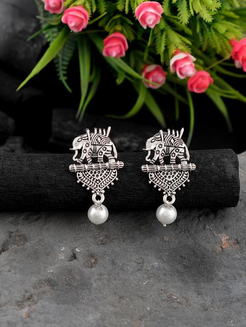 silver  tone silver plated drop earring - 17135714 -  Standard Image - 0