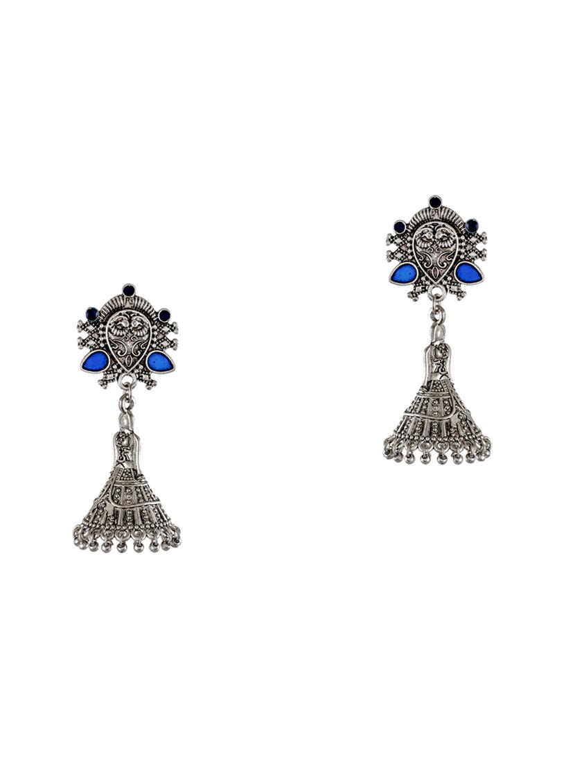 silver tone silver plated jhumka earring - 17136338 - Zoom Image - 0