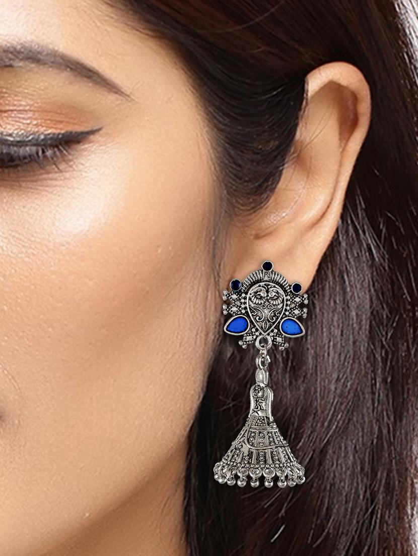 silver tone silver plated jhumka earring - 17136338 - Standard Image - 2