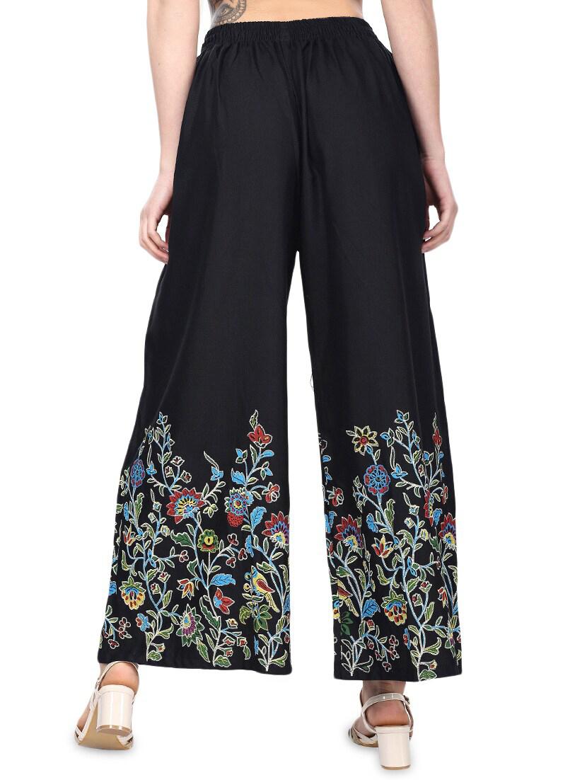floral hem flared palazzo - 17138745 - Standard Image - 2