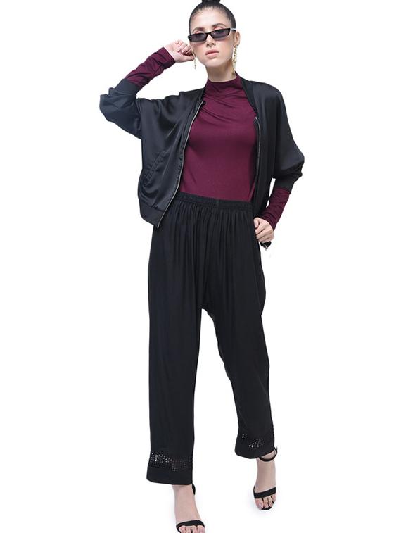 solid cotton straight pants - 17138746 - Standard Image - 2