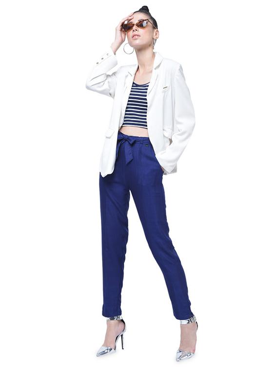 women solid high rise cigarette pants - 17138887 - Standard Image - 2