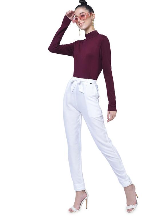 tie front solid trouser - 17138889 - Standard Image - 2