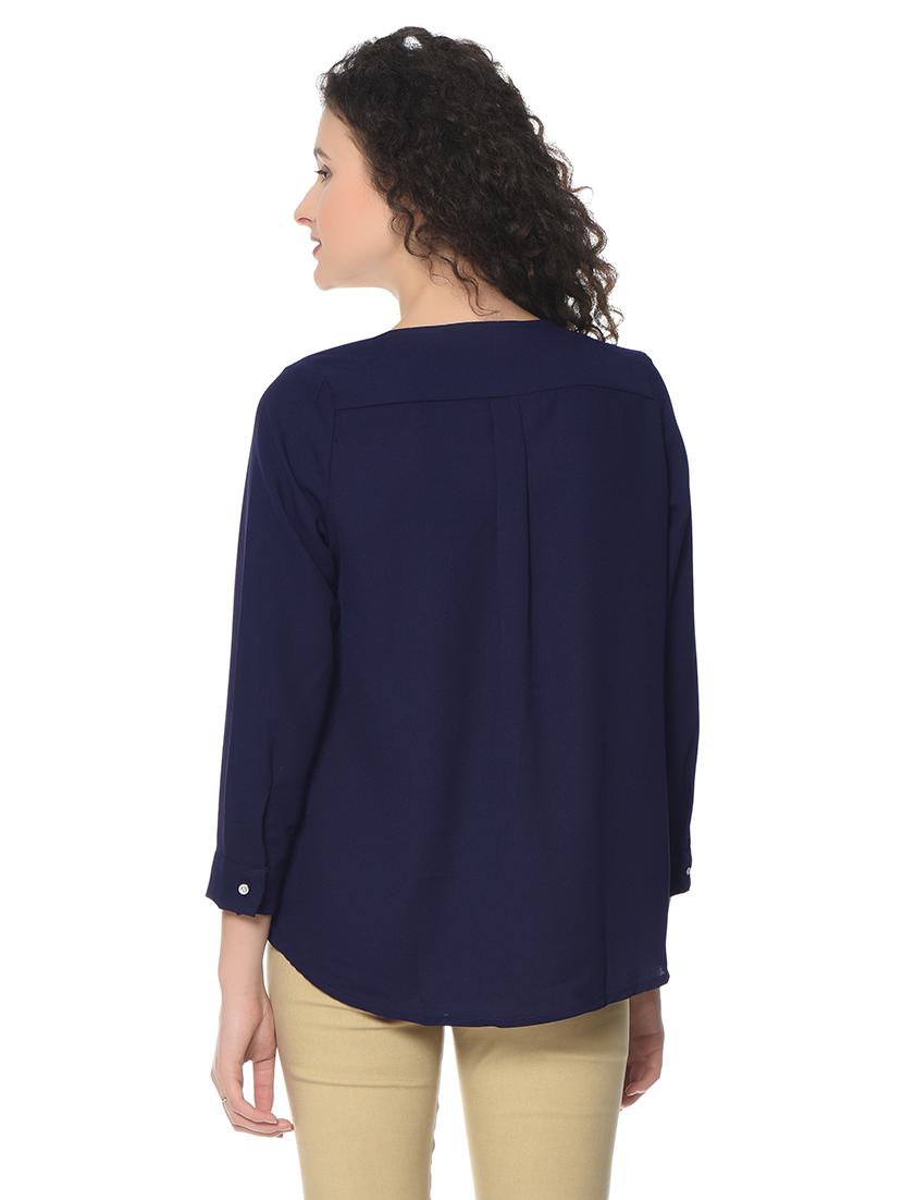 embellished collar solid shirt - 17138902 - Standard Image - 2