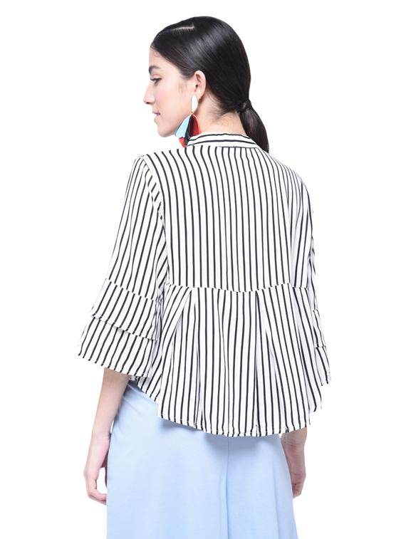 women's straight mandarin neck top - 17138905 - Standard Image - 2