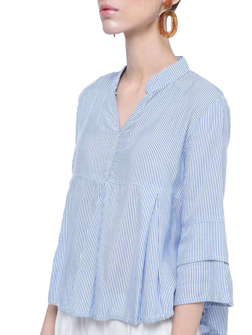 women's a line mandarin neck top - 17138906 -  Standard Image - 2