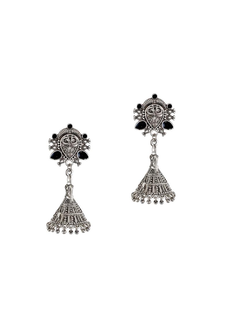 silver  tone silver plated jhumka earring - 17139723 -  Zoom Image - 0