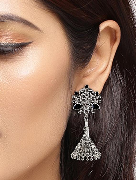 silver tone silver plated jhumka earring - 17139723 - Standard Image - 2