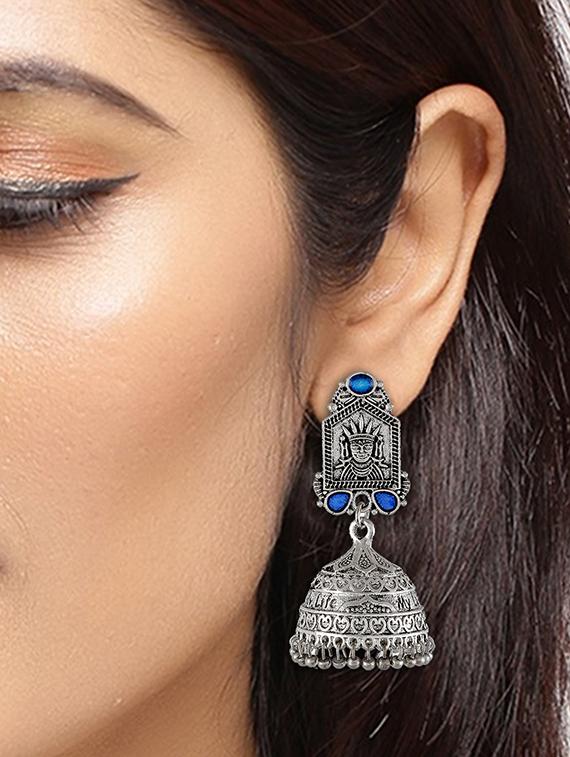 silver tone silver plated jhumka earring - 17139728 - Standard Image - 2