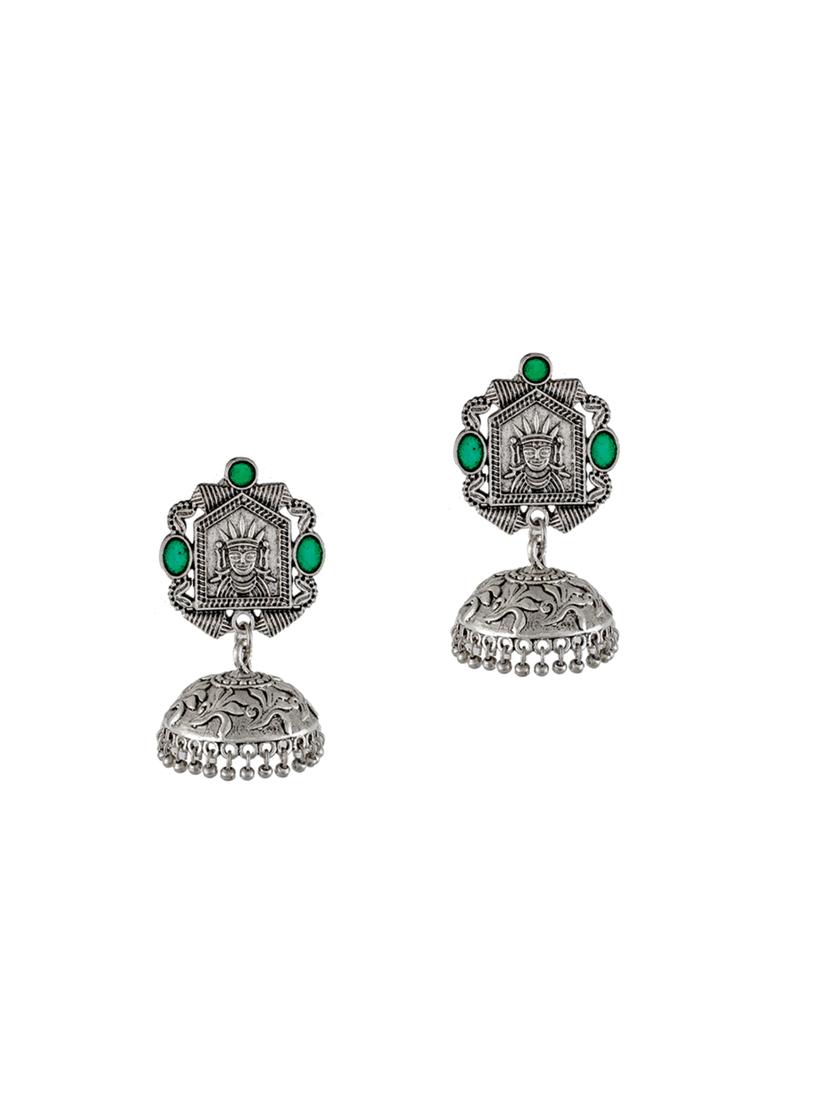 silver tone silver plated jhumka earring - 17139741 - Zoom Image - 0