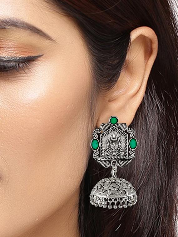 silver tone silver plated jhumka earring - 17139741 - Standard Image - 2
