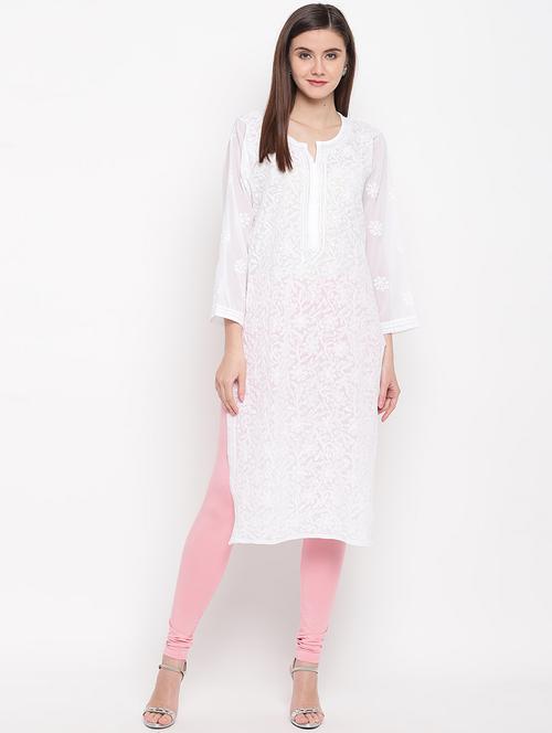 beautiful geogette chikankari straight kurta - 17140418 -  Standard Image - 0