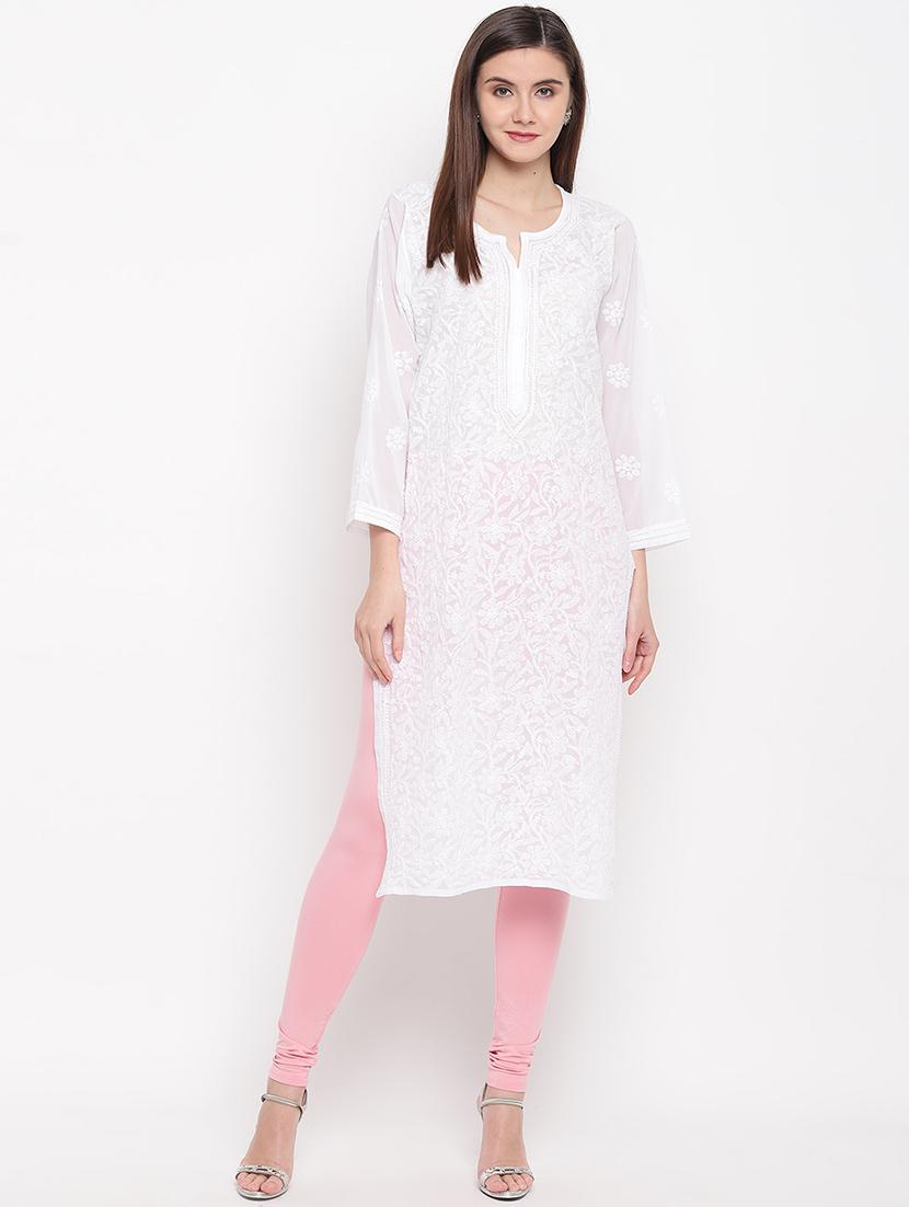 beautiful geogette chikankari straight kurta - 17140418 -  Zoom Image - 0