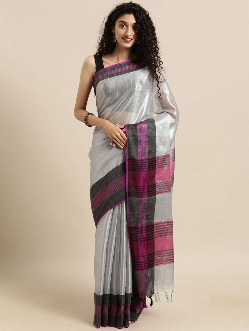 bordered woven saree with blouse