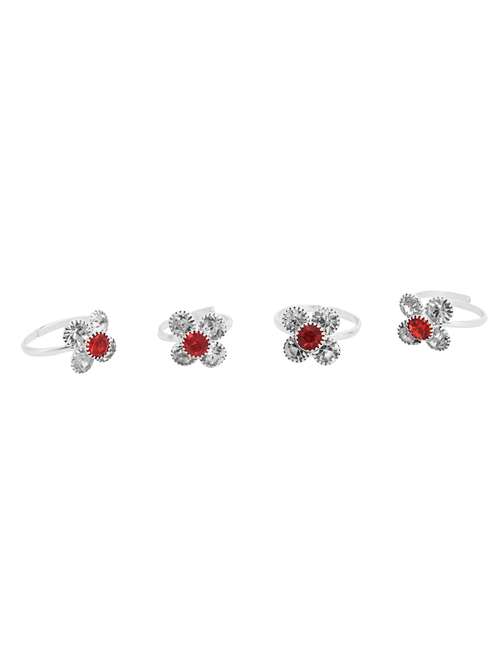red silver metal combo toe ring - 17142804 - Standard Image - 0