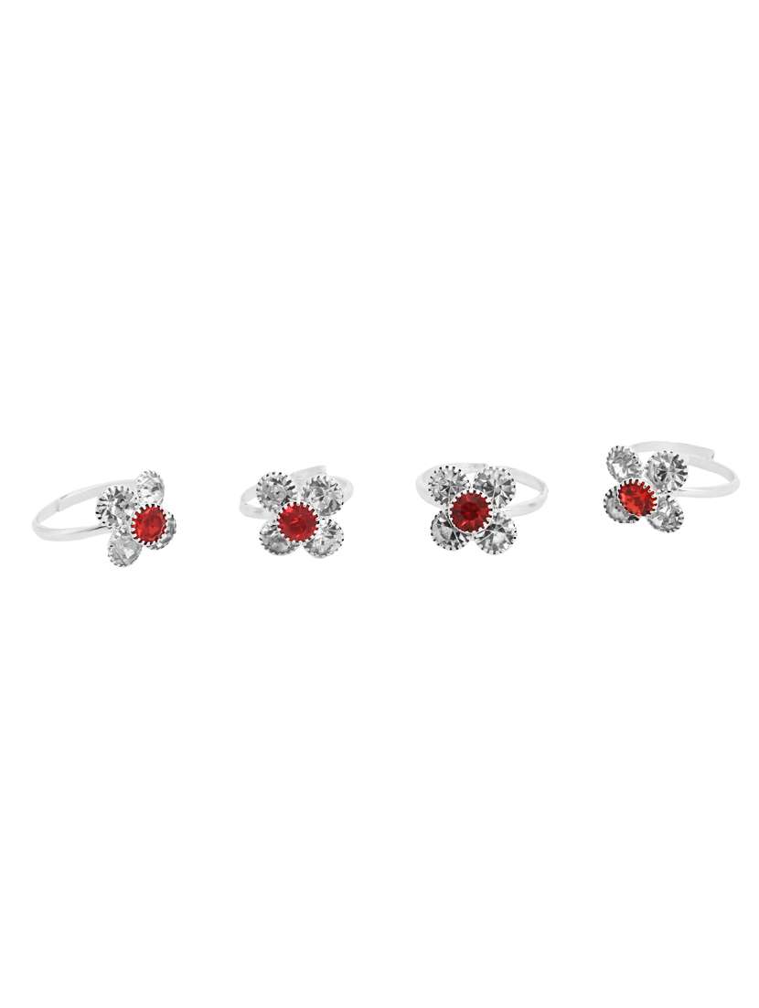 red silver metal combo toe ring - 17142804 - Zoom Image - 0
