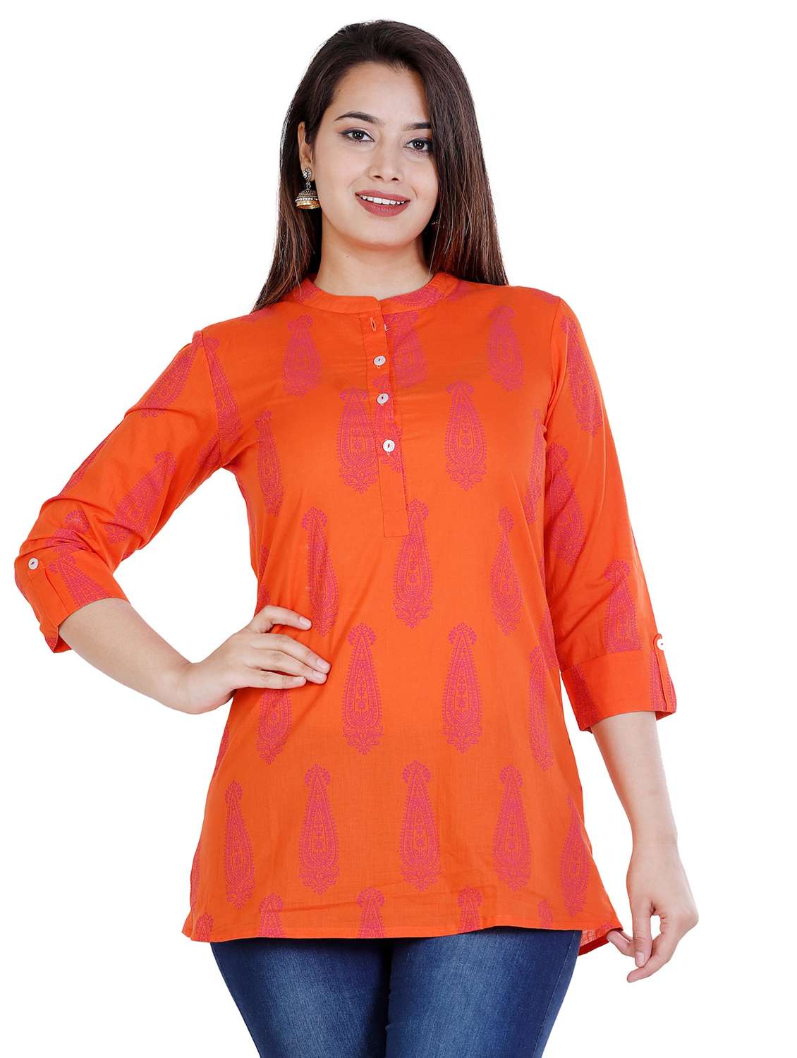mandarin neck printed tunic 