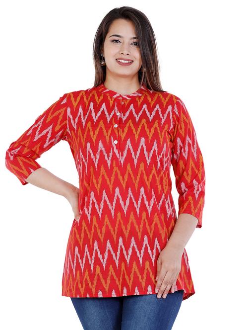women's straight mandarin neck top - 17143917 - Standard Image - 0