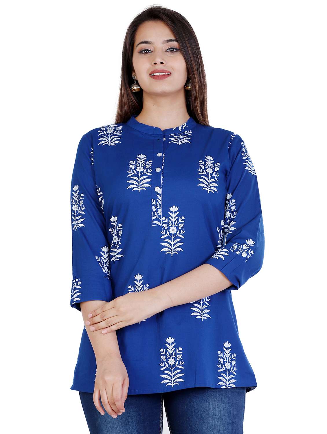 blue cotton regular tunic - 17143919 - Zoom Image - 0