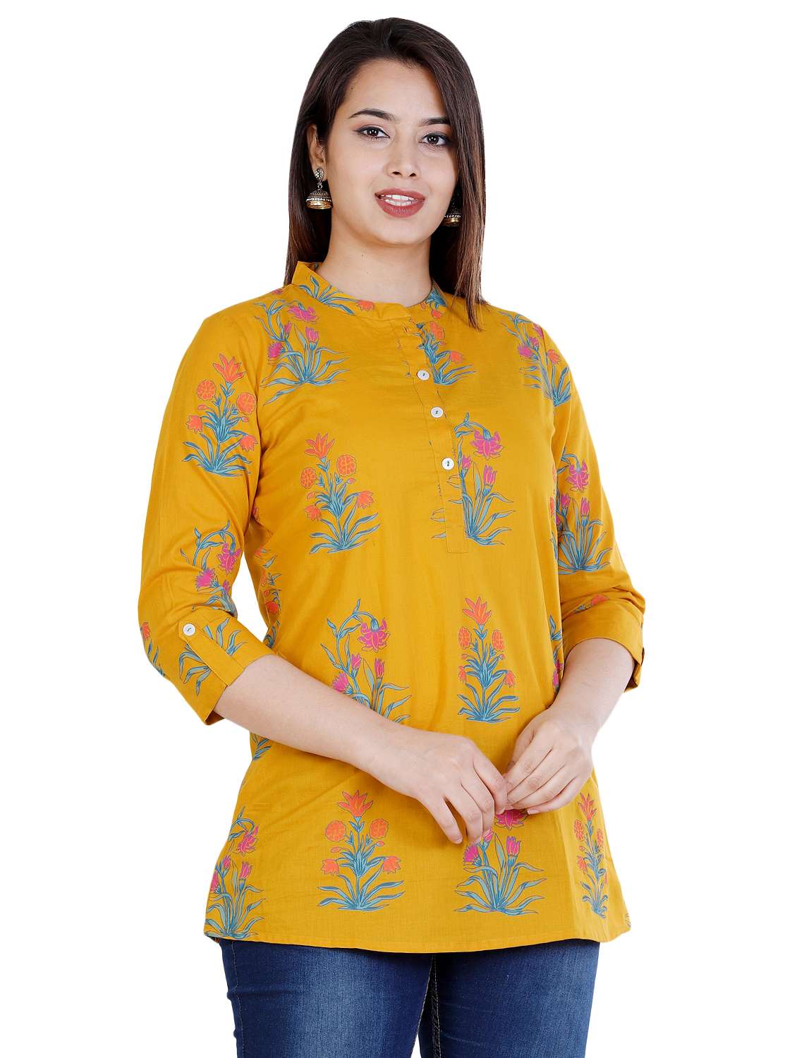 Women's Straight Mandarin Neck Top
