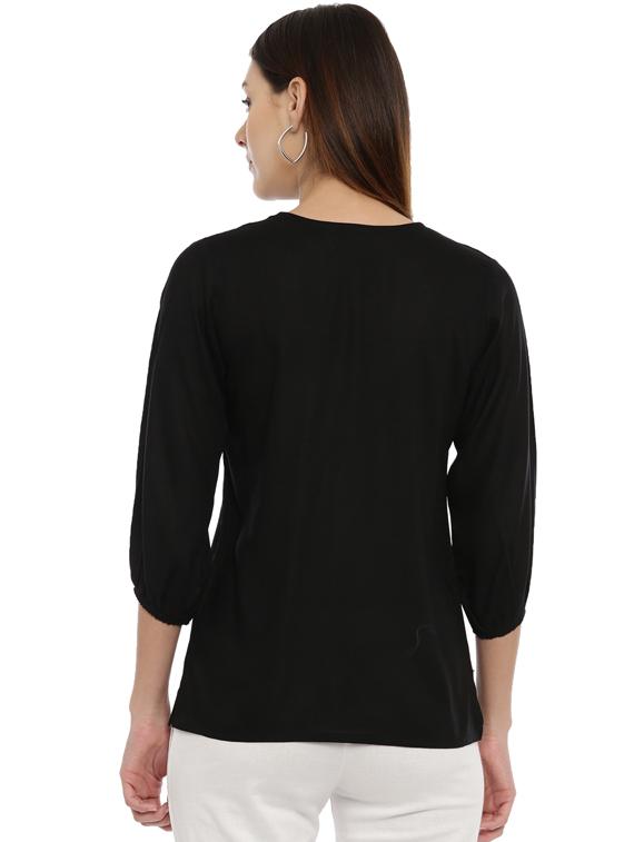 women's straight tie-up neck top - 17143983 - Standard Image - 2