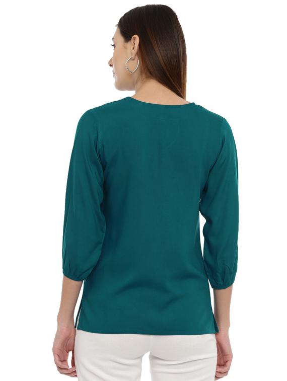 women's straight tie-up neck top - 17143984 - Standard Image - 2
