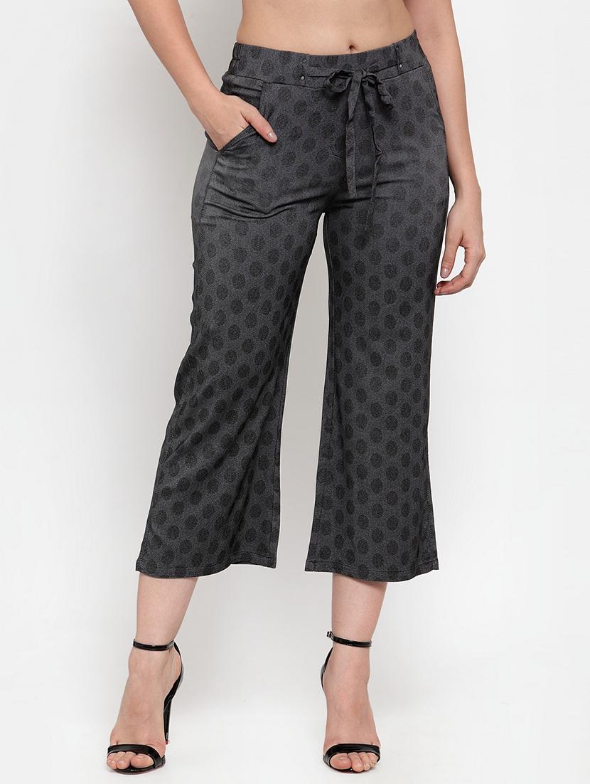 front tie printed crop pants - 17144226 - Zoom Image - 0
