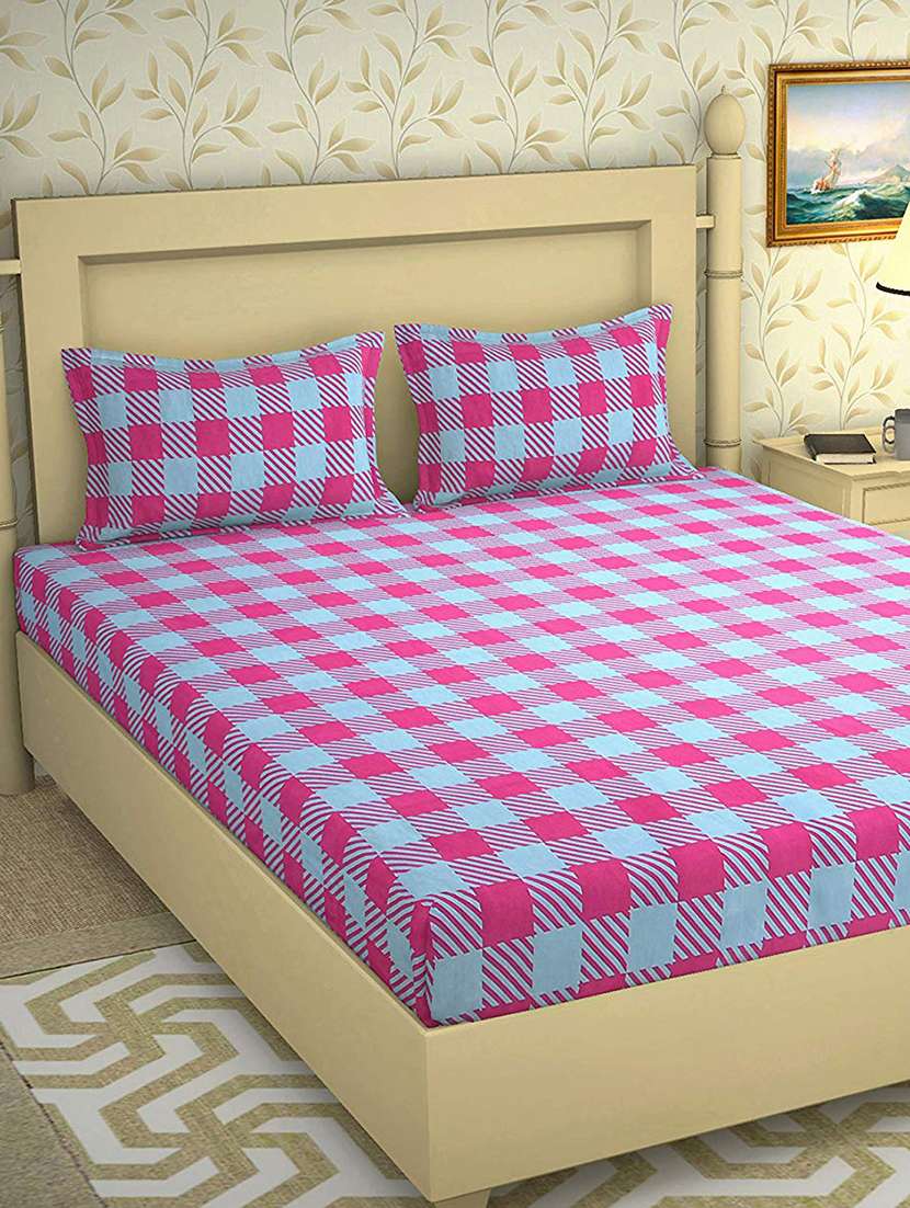 cotton double bedsheets with 2 pillow covers