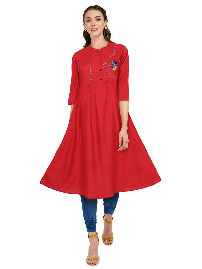 embroidered flared kurta