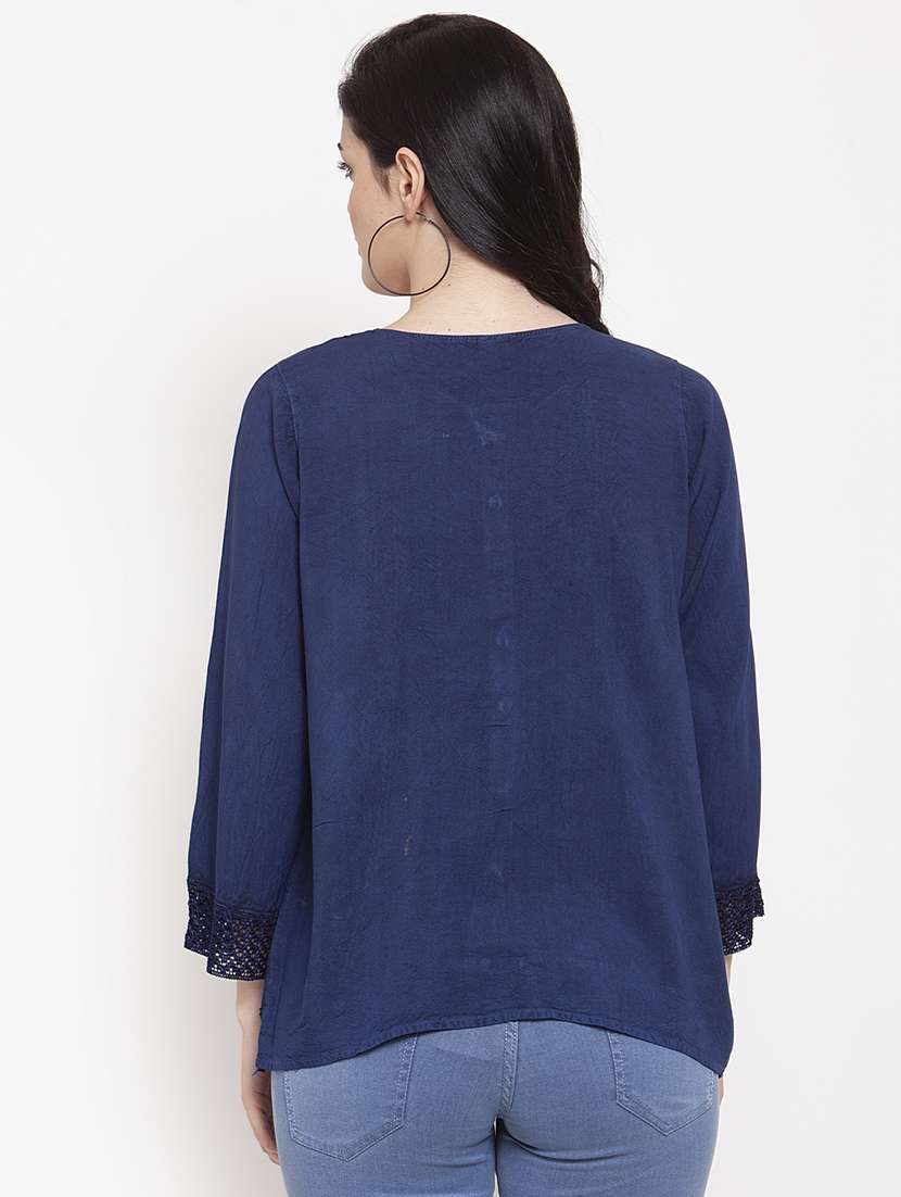 blue cotton regular top - 17147477 -  Standard Image - 2
