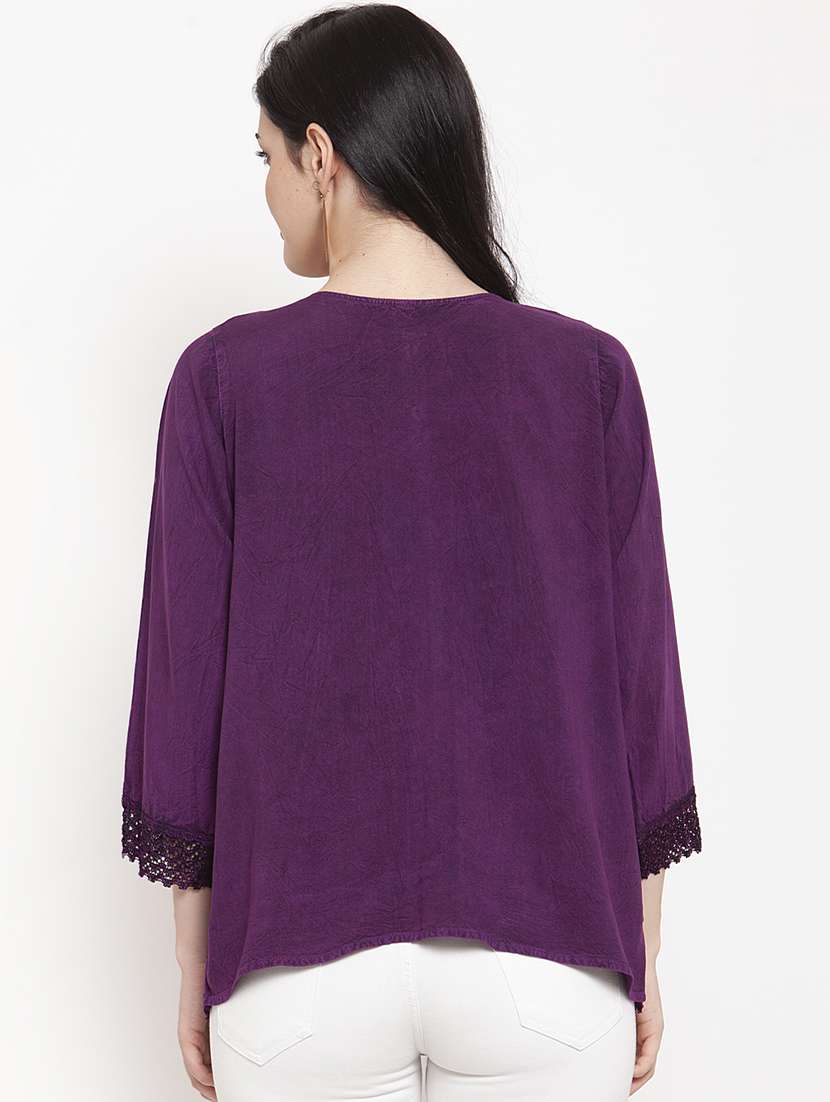 purple cotton regular top - 17147478 -  Standard Image - 2