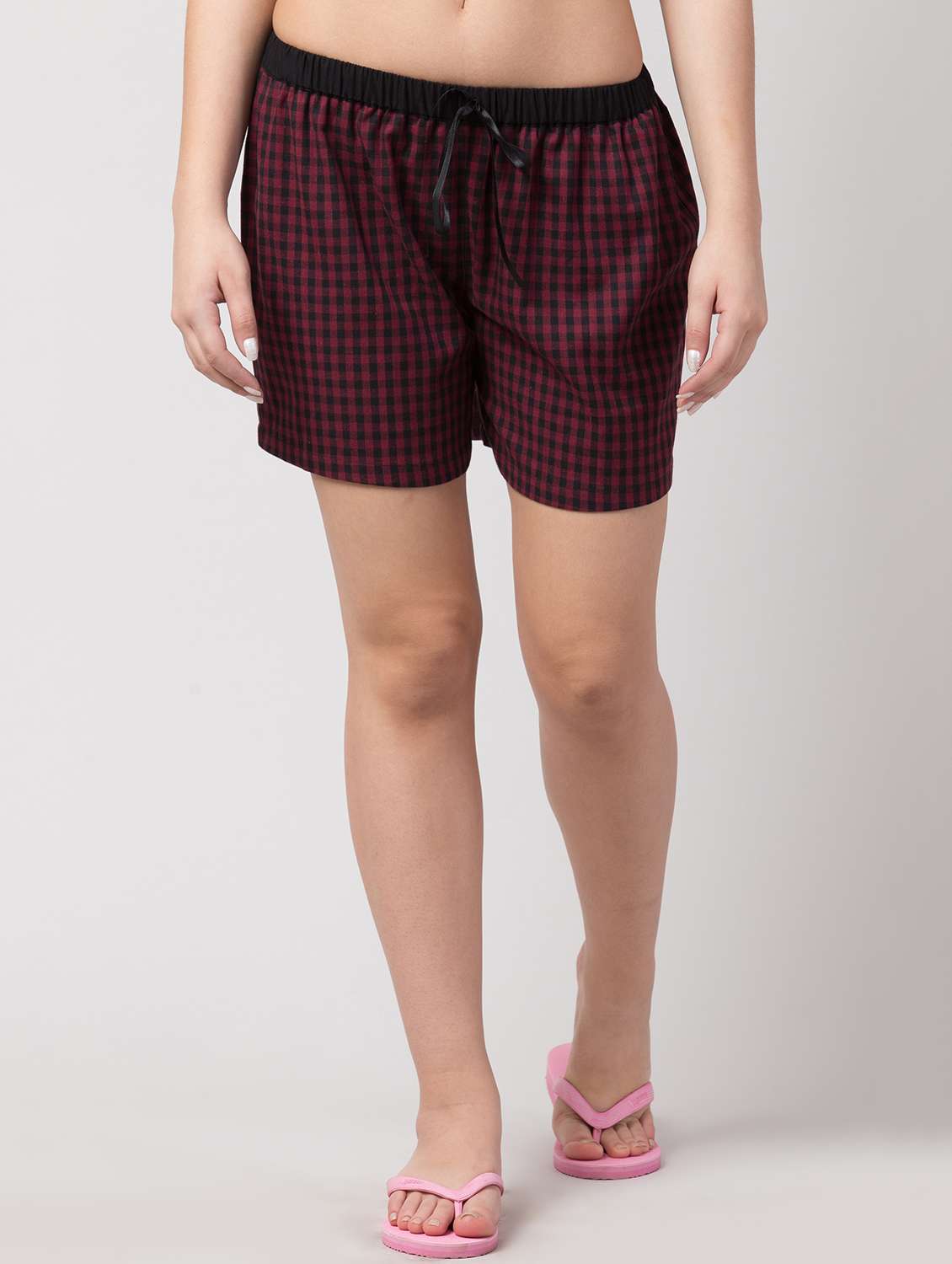 drawstring waist checkered shorts 