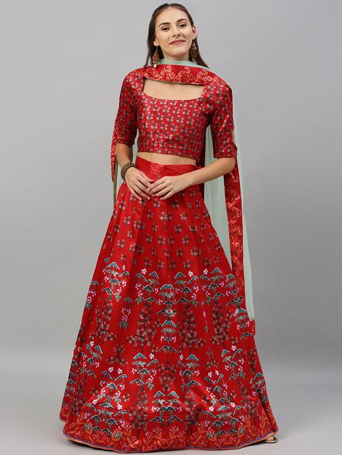 floral panelled lehenga - 17148044 - Standard Image - 0