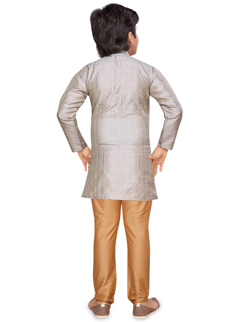 grey silk blend kurta sets kurtas & set - 17148624 - Standard Image - 2