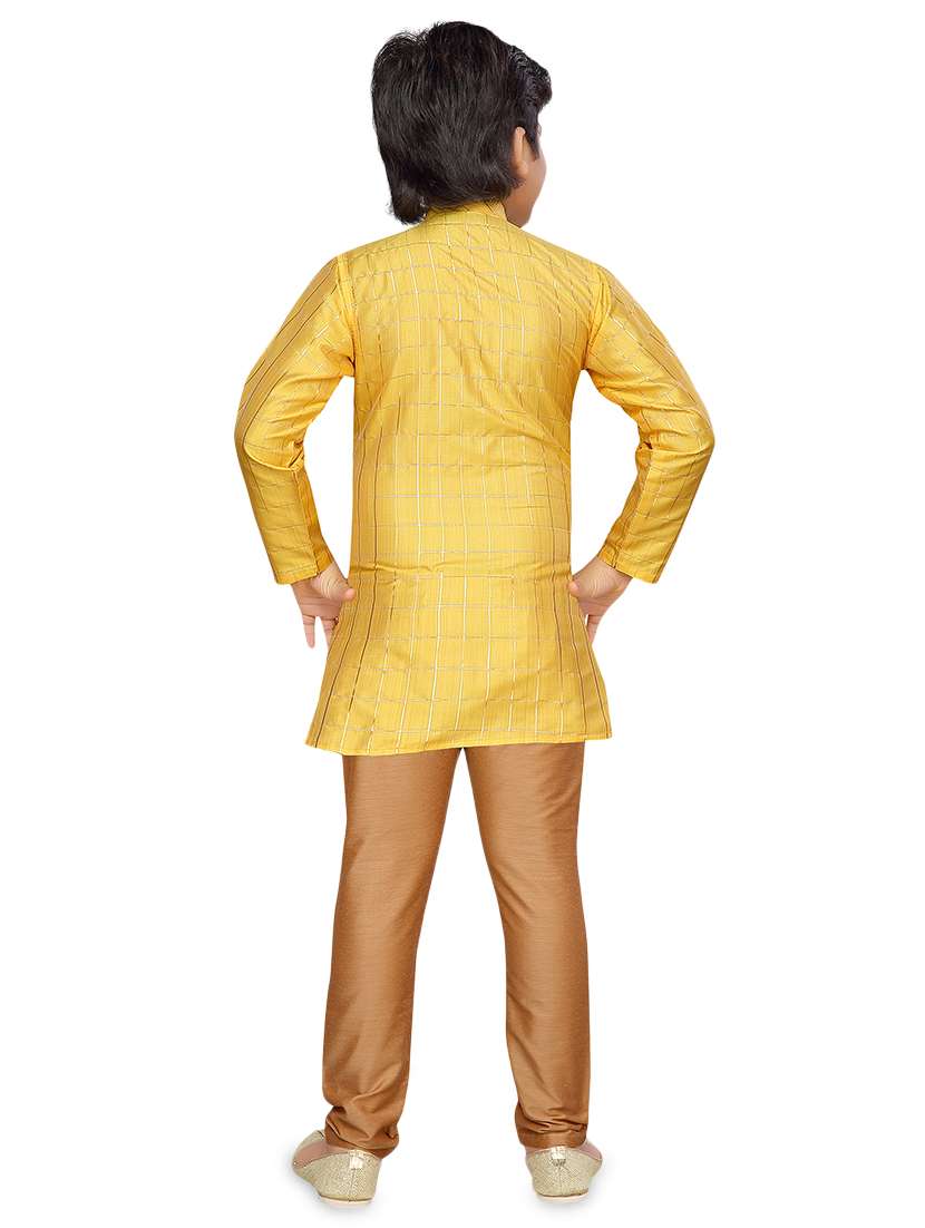 yellow silk blend kurta sets kurtas & set - 17148625 - Standard Image - 2